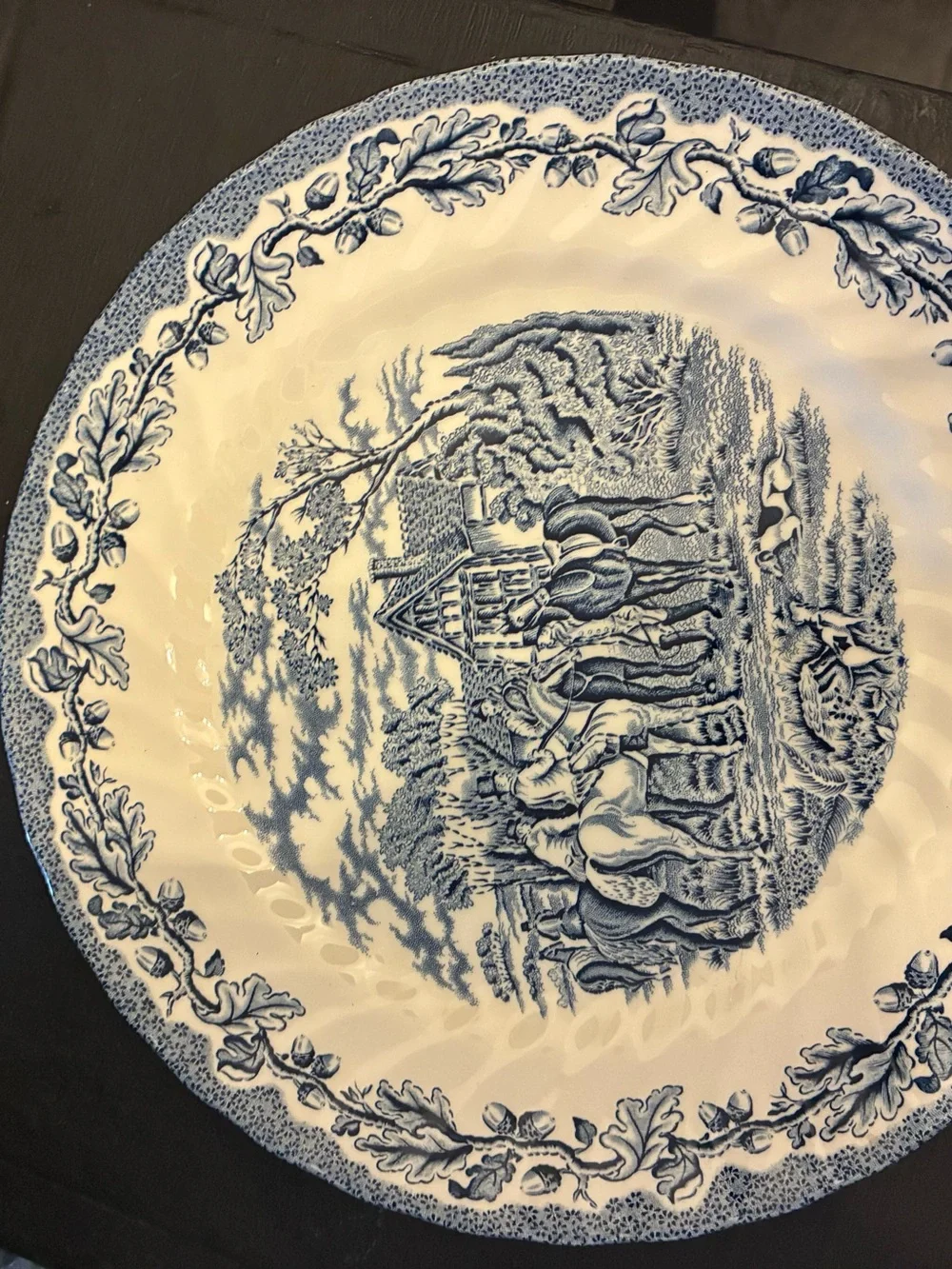 Royal Wessex Blue White Transferware 10” Plate Wall | Fox Hunt English Cottage
